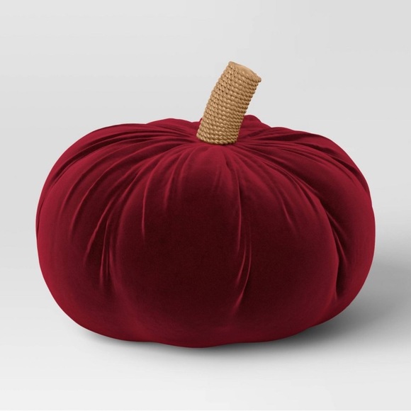Threshold Burgundy Velvet Pumpkin Pillow - Picture 1 of 4